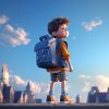 view-3d-young-school-student